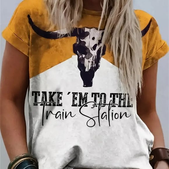 YELLOWSTONE Dutton Ranch - Take 'Em To The Train Station T-Shirt - L Large - NEW - Picture 2 of 4